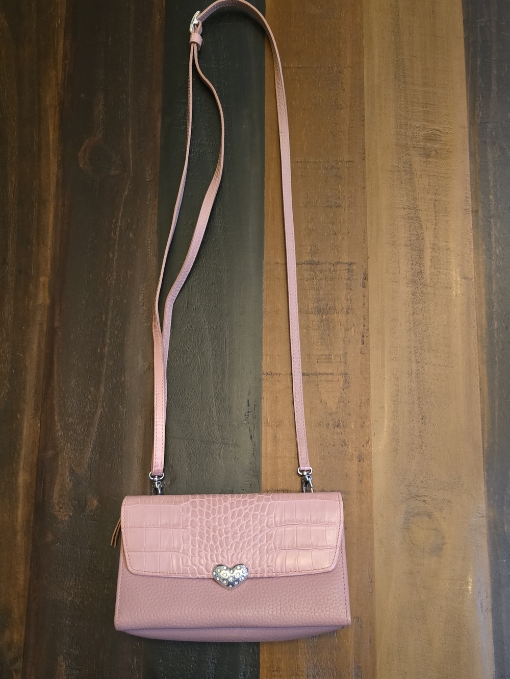 Brighton Women's Pink Crossbody Bag with Heart Jewel Accent